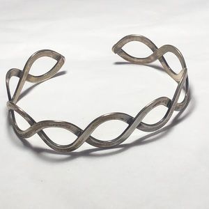 Sterling criss cross swirl cuff bracelet